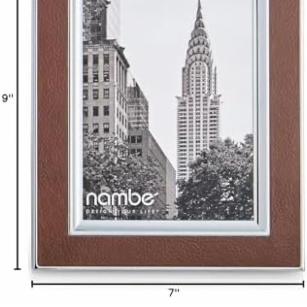 Nambe 5x7 Brown Leather & Polished Silver Photo Frame - Picture 6 of 9